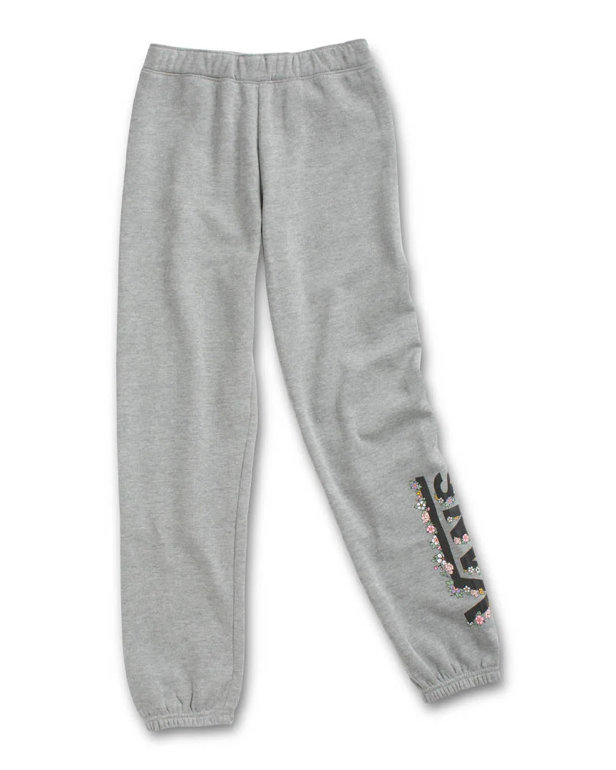 Girls Floral V Sweatpants - Heather Grey