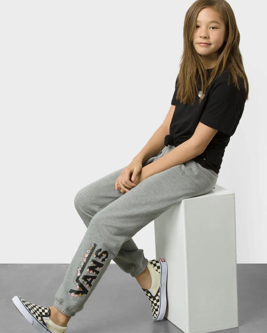 Girls Floral V Sweatpants - Heather Grey - Image 3