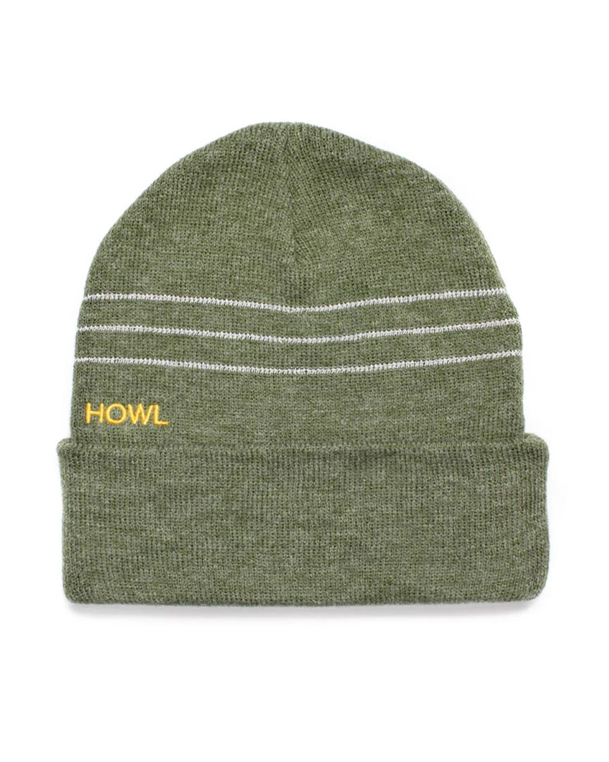 Striped Reflective Beanie - Green