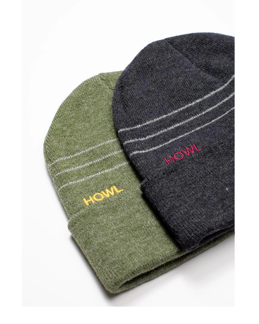 Striped Reflective Beanie - Green - Image 2