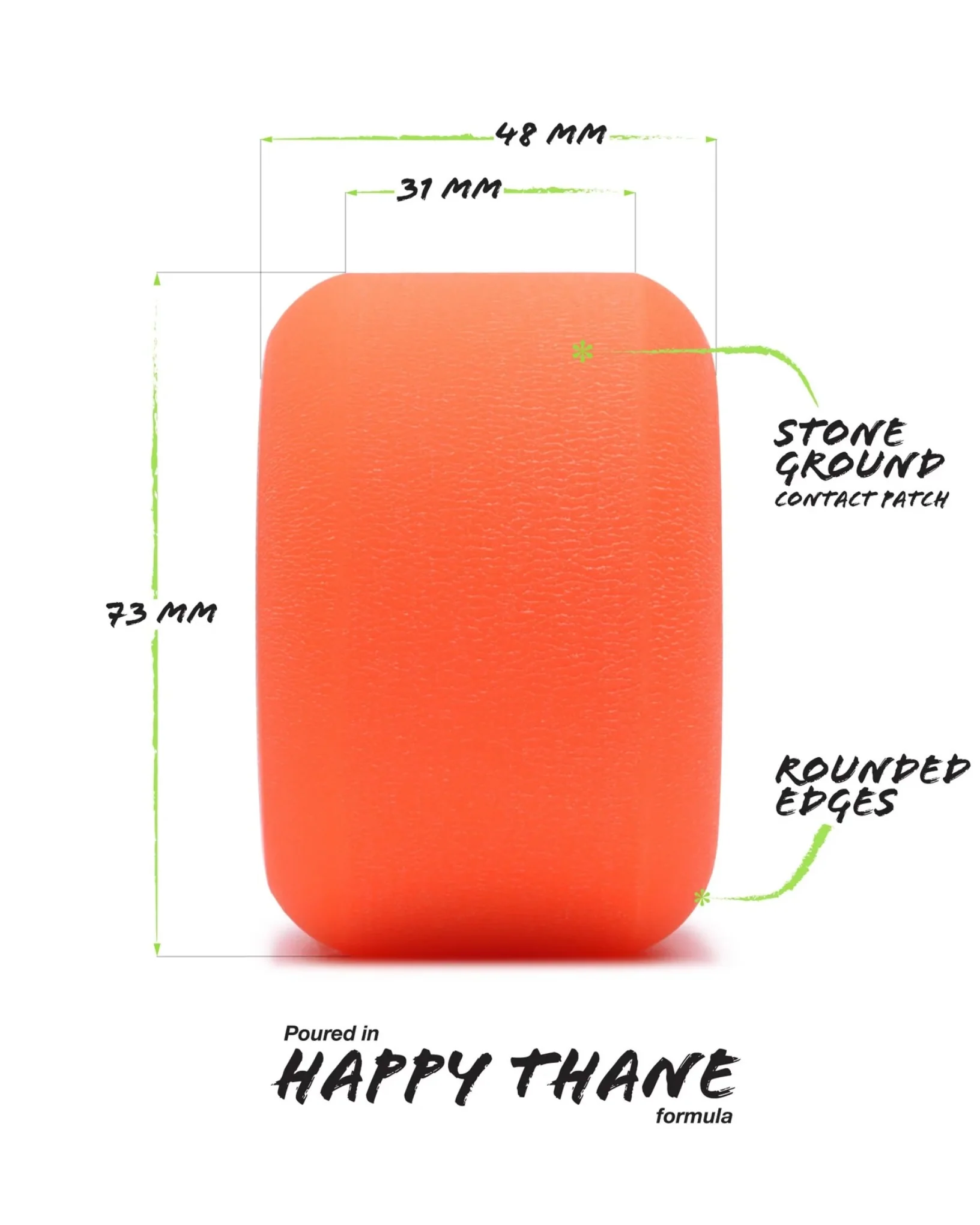 Beefcake Longboard Wheels - Orange - Image 4