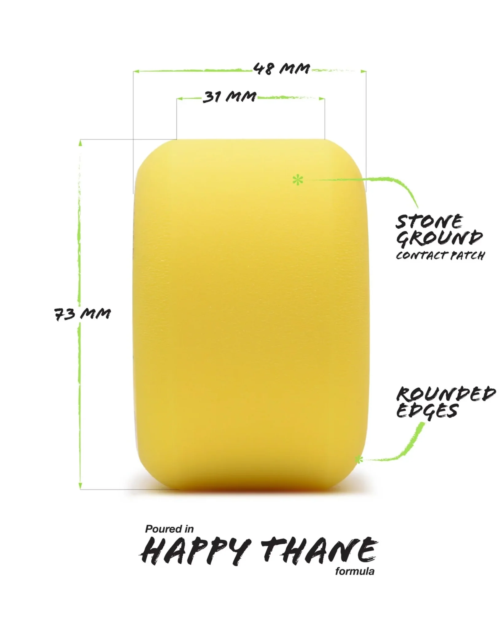 Beefcake Longboard Wheels - Yellow - Image 4