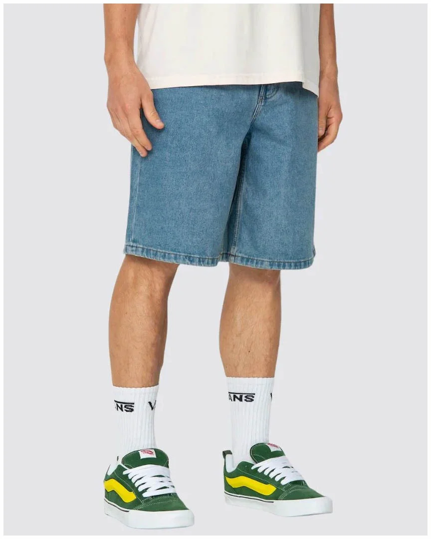 Check-5 Baggy Denim Shorts - Stonewash Blue - Image 4
