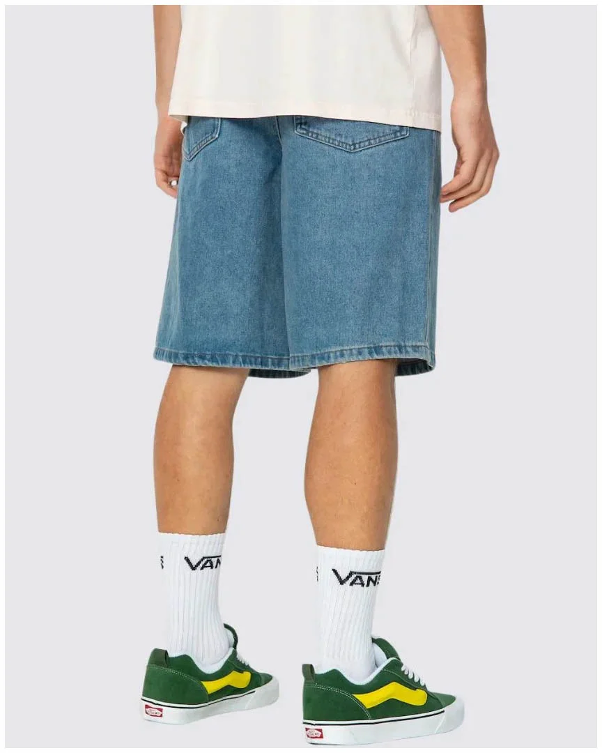 Check-5 Baggy Denim Shorts - Stonewash Blue - Image 5