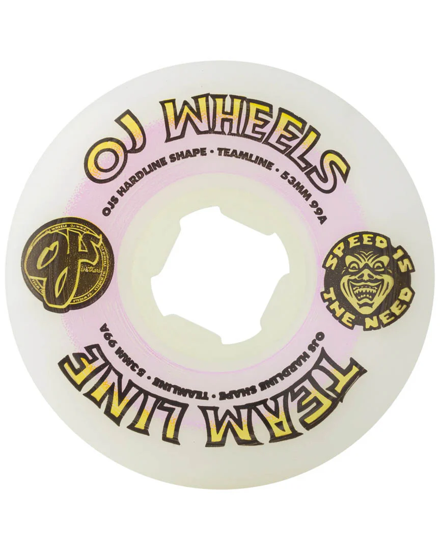 Team Line Original White Hardline 99A Skateboard Wheels - Purple/Yellow