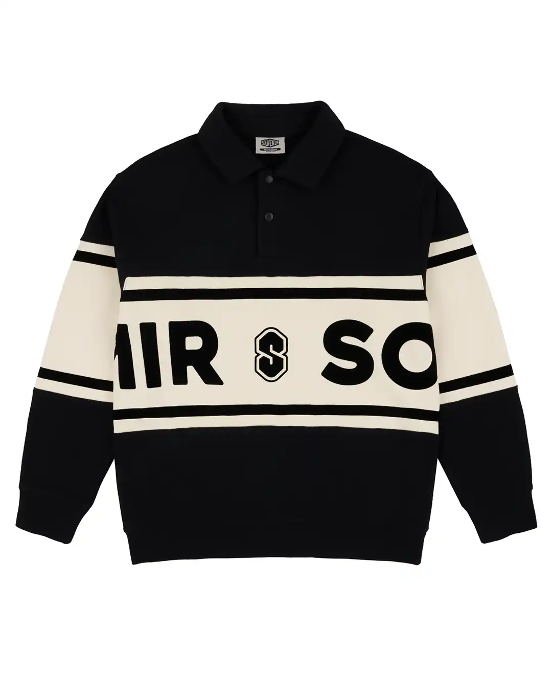 Fleece Rugby Sweatshirt - Black/Marshmallow