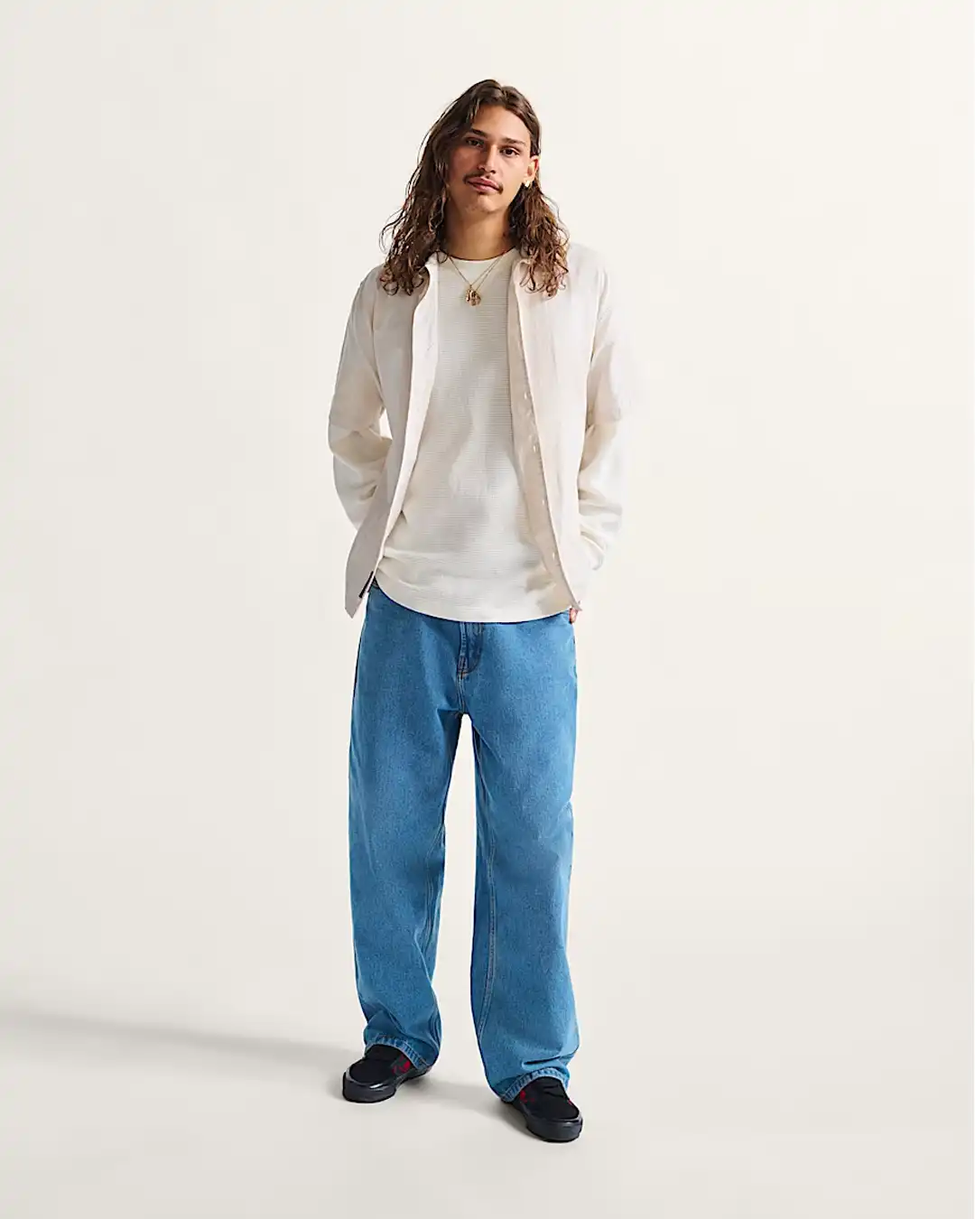 Check-5 Baggy Denim Jeans - Stonewash Blue - Image 4