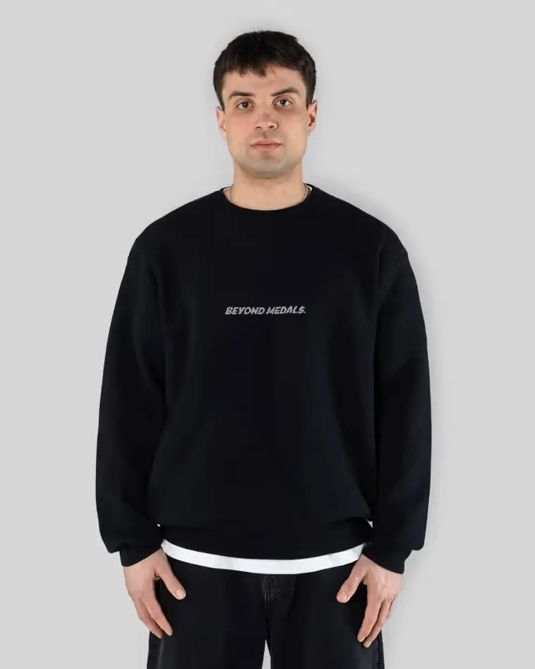 Jacquard Knit Sweatshirt - Black - Image 2