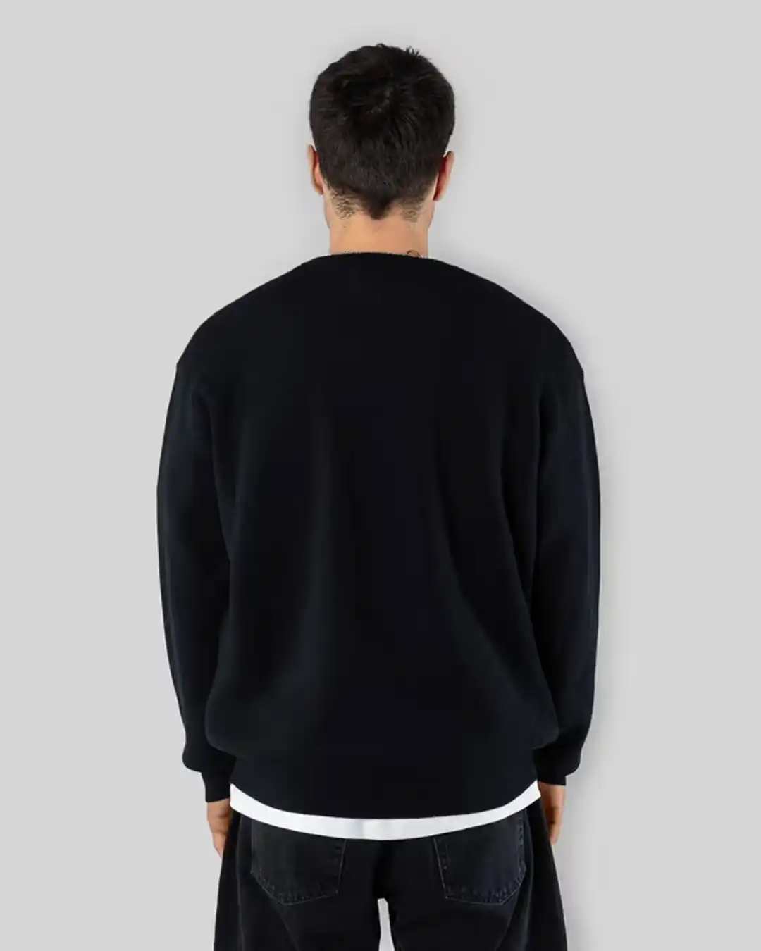 Jacquard Knit Sweatshirt - Black - Image 3