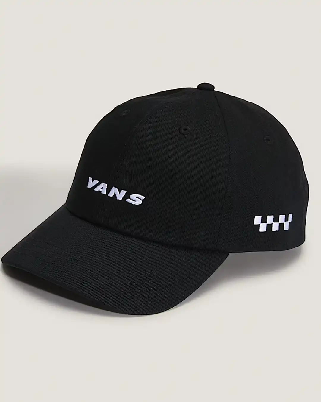 Check Side Curved Bill Hat - Black