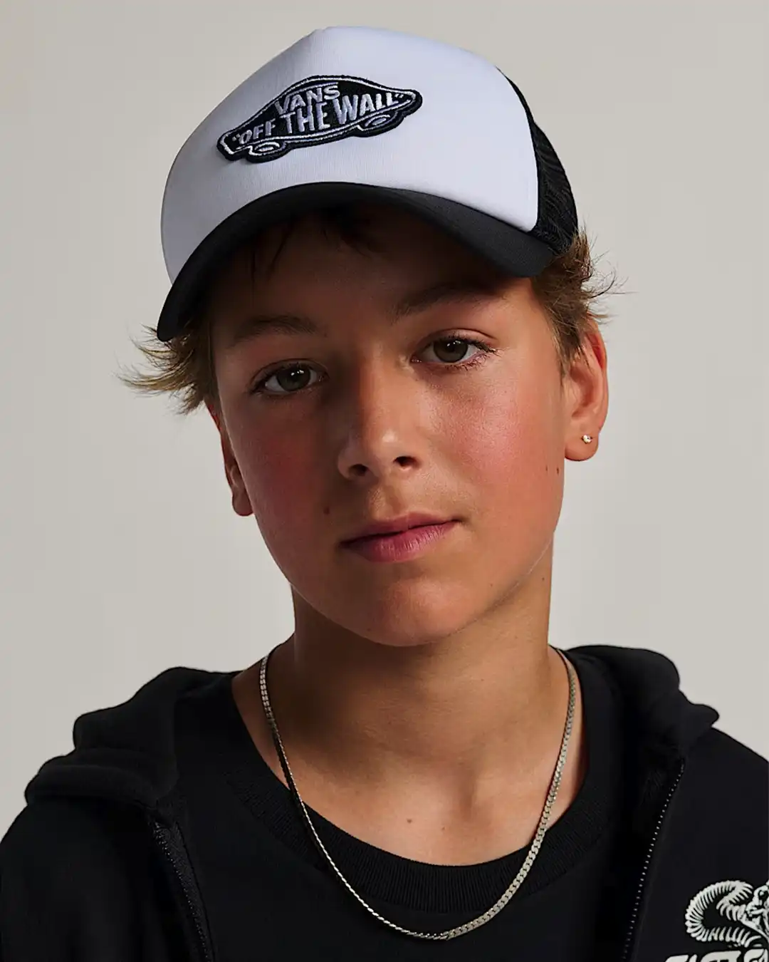 Kids Classic Patch Curved Hat - Black/White - Image 3