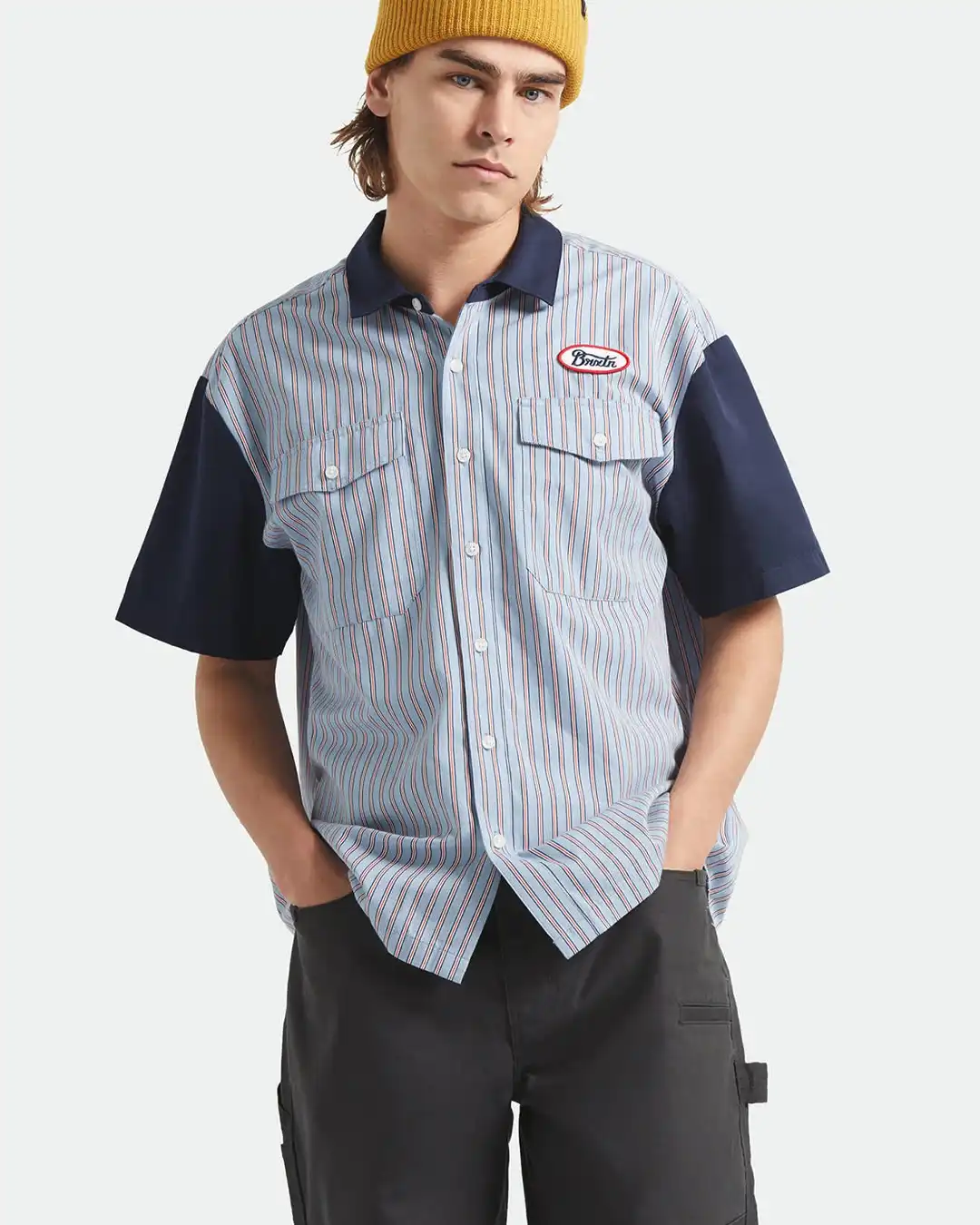 Builders Olson Woven Shirt - Blue Aura Strip - Image 2