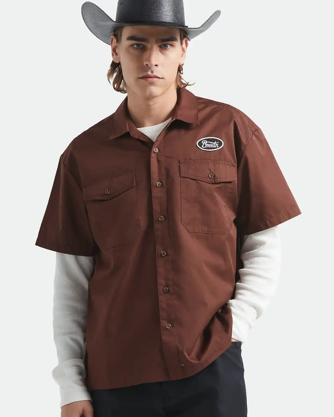 Builders Olson Woven Shirt - Chocolate - Image 2