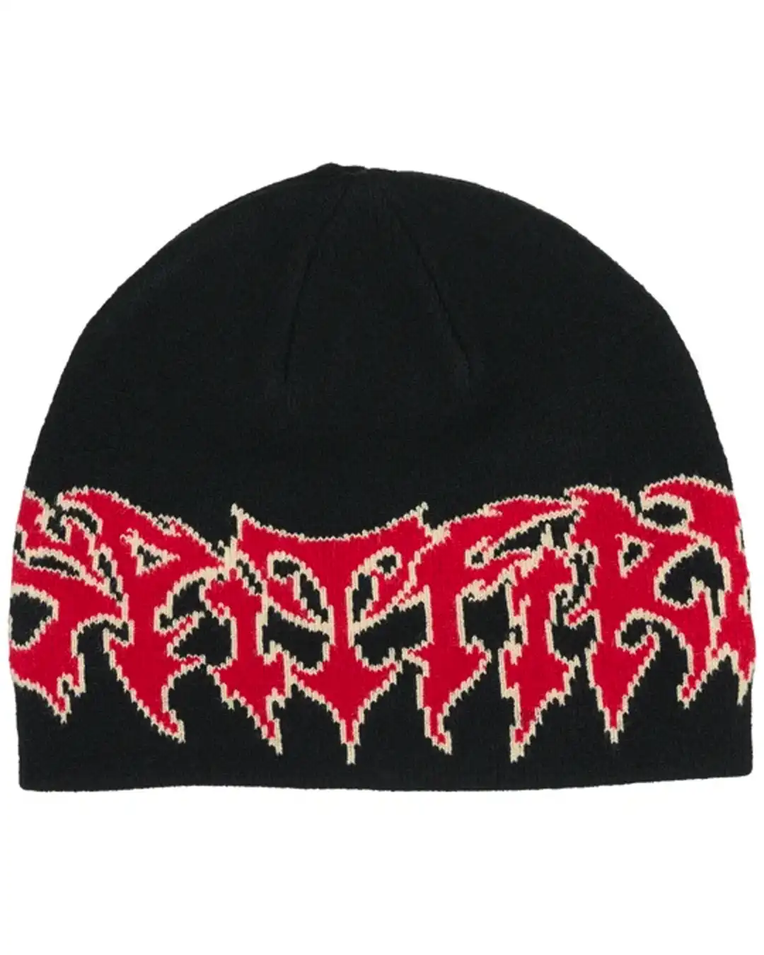 Demon Script Skully Beanie - Black/Red/Cream