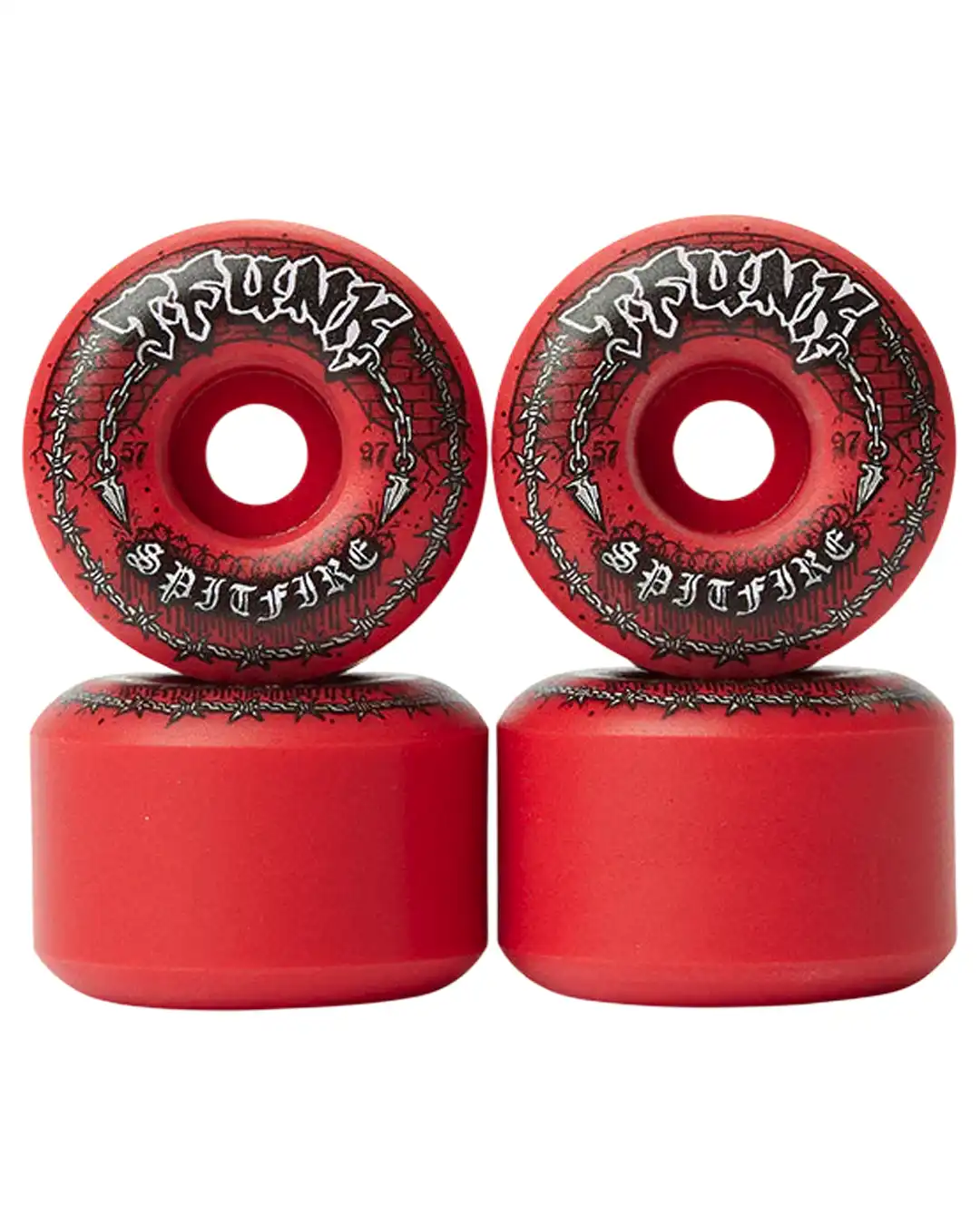 T-Funk Raw F4 99 Radial Full Skateboard Wheels - Red 57mm - Image 2