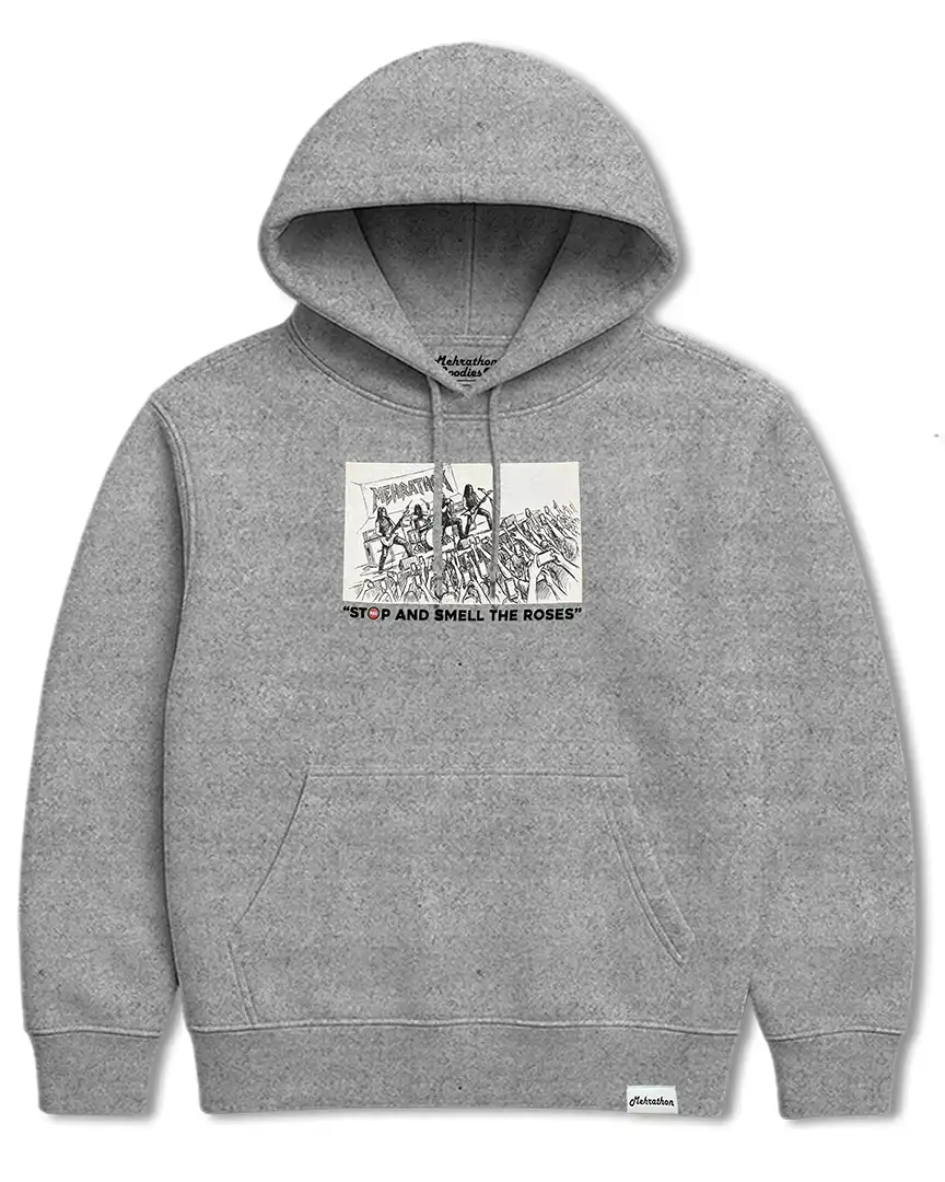 Smell The Roses Midweight Hoodie - Heather Grey