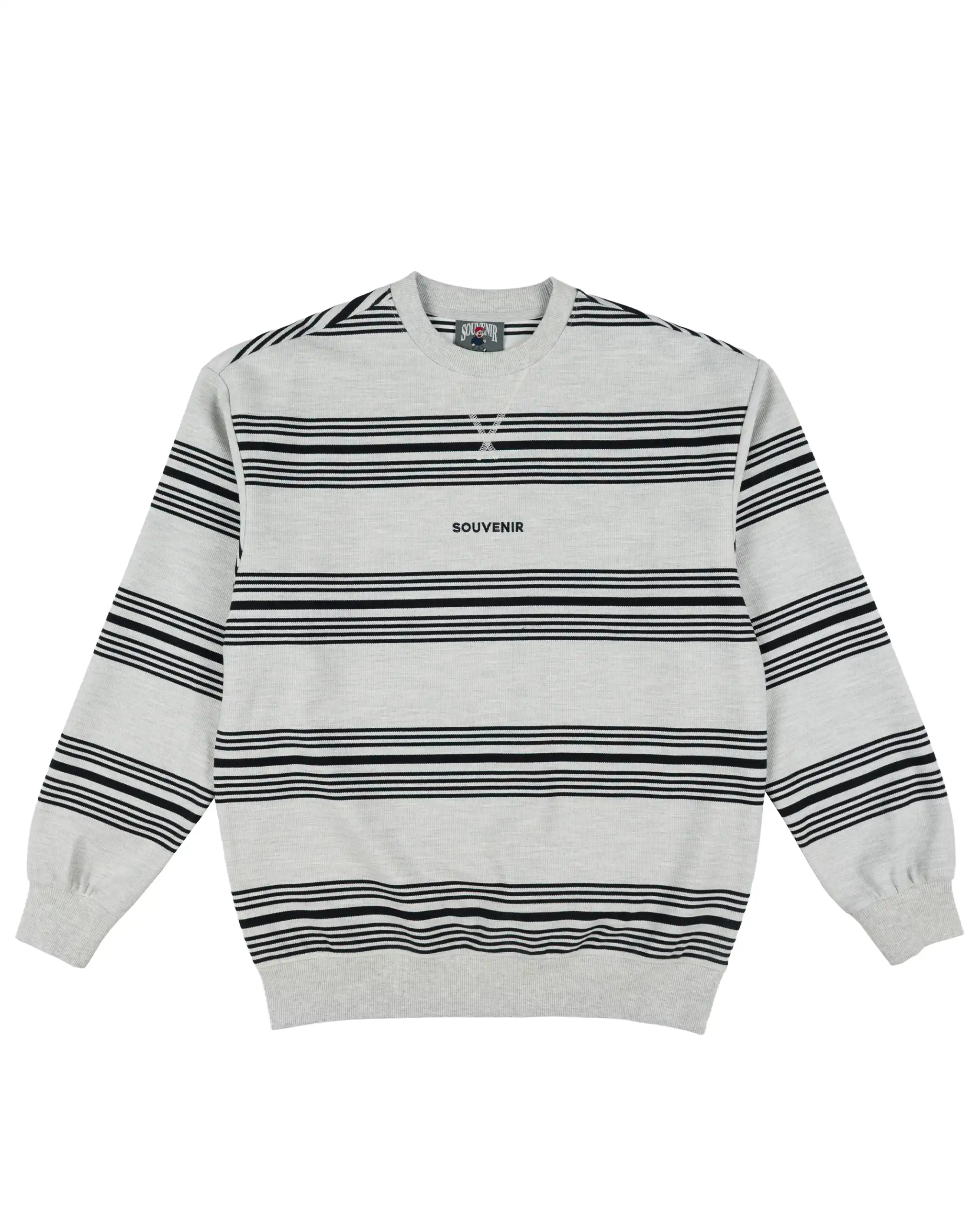 Stripped Crew Sweatshirt - Athletic Grey